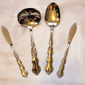 4pcONEIDA special set large ladle, large serving spoon, TWO! butter knives RARE!